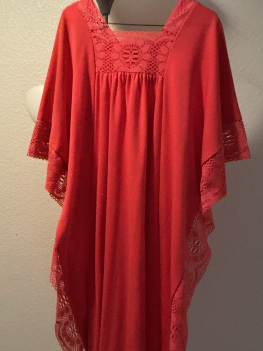 Coral Crochet Trim Caftan